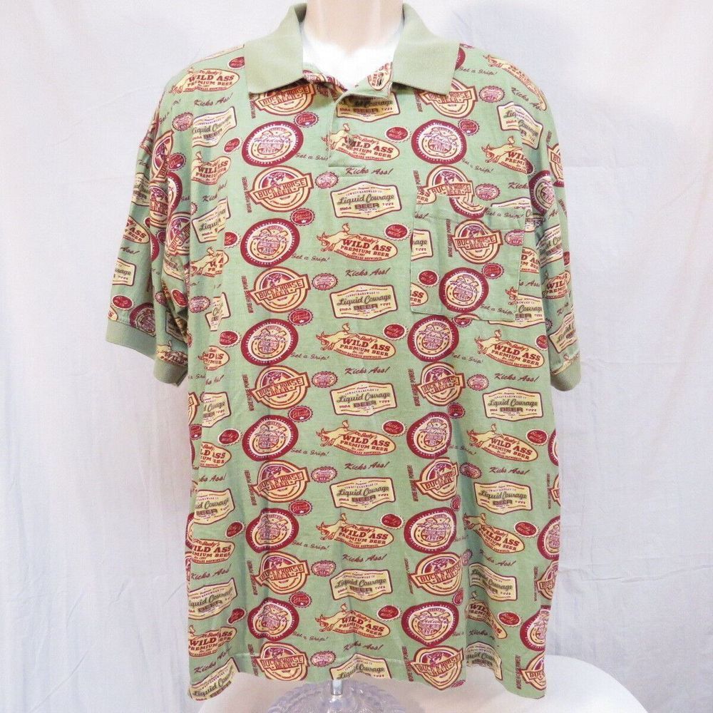 Cowboy Hardware Polo Shirt Beer Logo Rodeo Horse Green Funny Size XL